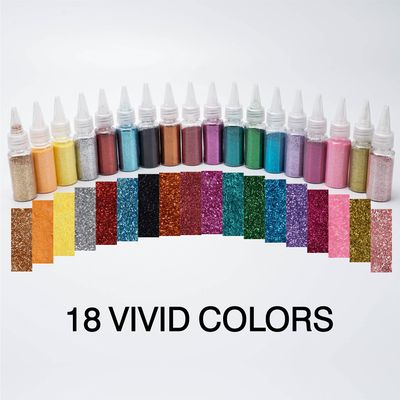 DECOYARDOO 18 Colors Vibrant Acrylic Glitter Powder for Body Art, Nail Art, Crafts - Multi-Purpose Fine Glitter Pigment for Makeup, Eyeshadow, Festival Decor (Net Weight 12g/0.42oz per Bottle)
