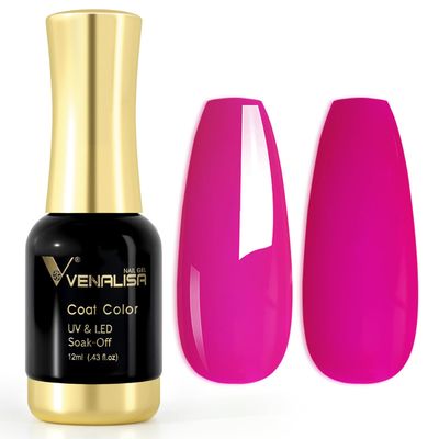 VENALISA Purple Gel Nail Polish, 12ml Neon Dark Color Soak Off UV LED Gel Polish Nail Art Starter Manicure Salon DIY at Home, 0.43 OZ