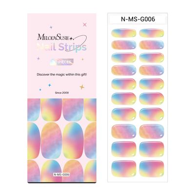 MelodySusie Semi Cured Gel Nail Strips (Rainbow Ombre)- Works with Nail lamp, Salon-Quality, Long Lasting, Easy to Apply &amp; Remove - Includes 20pcs