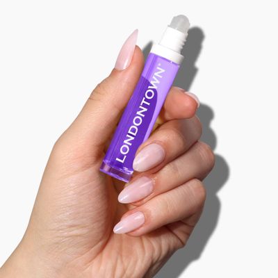 LONDONTOWN Roll and Glow Cuticle Oil - Nail Care Strengthener and Moisturizer for Dry Cracked Cuticles, Travel-Friendly Overnight Treatment - Lavender 0.2 Fl oz