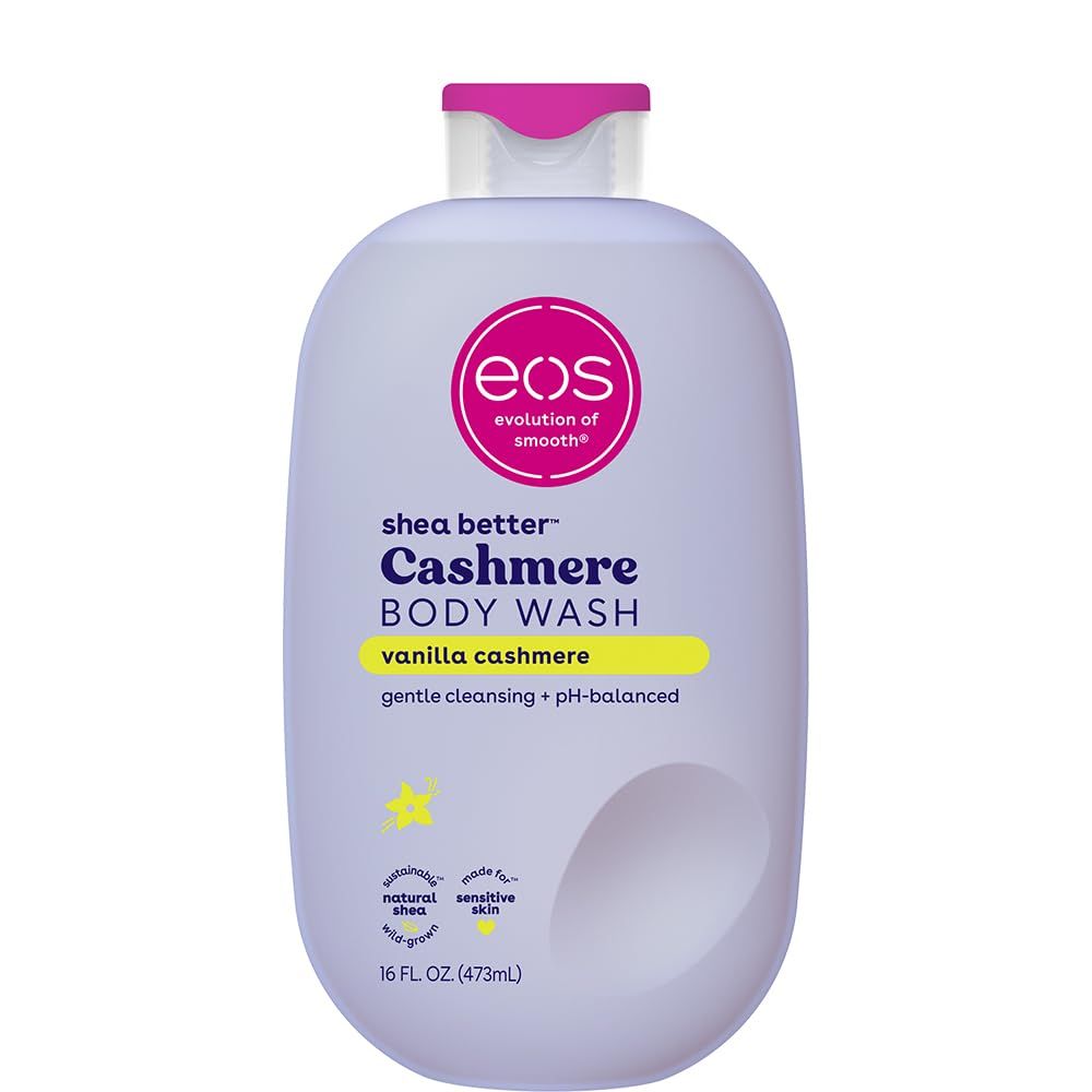 eos Shea Better Cashmere Body Wash, Vanilla Cashmere, Moisturizing and Nourishing, pH Balanced Creamy Gel Formula, Paraben &amp; Phthalate Free, Sensitive Skin,16 fl oz