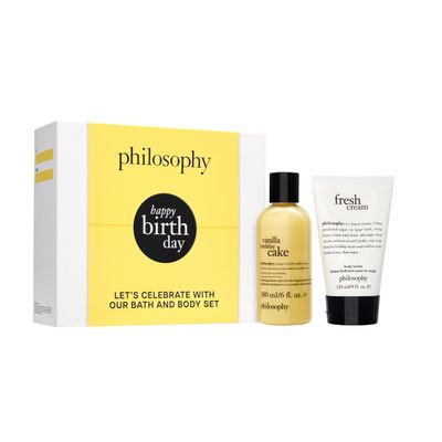 philosophy happy birthday gift set - 2-pc. vanilla birthday cake hydrating shower gel (6oz) &amp; fresh cream body lotion (4oz) - moisturizing bath &amp; body duo for women