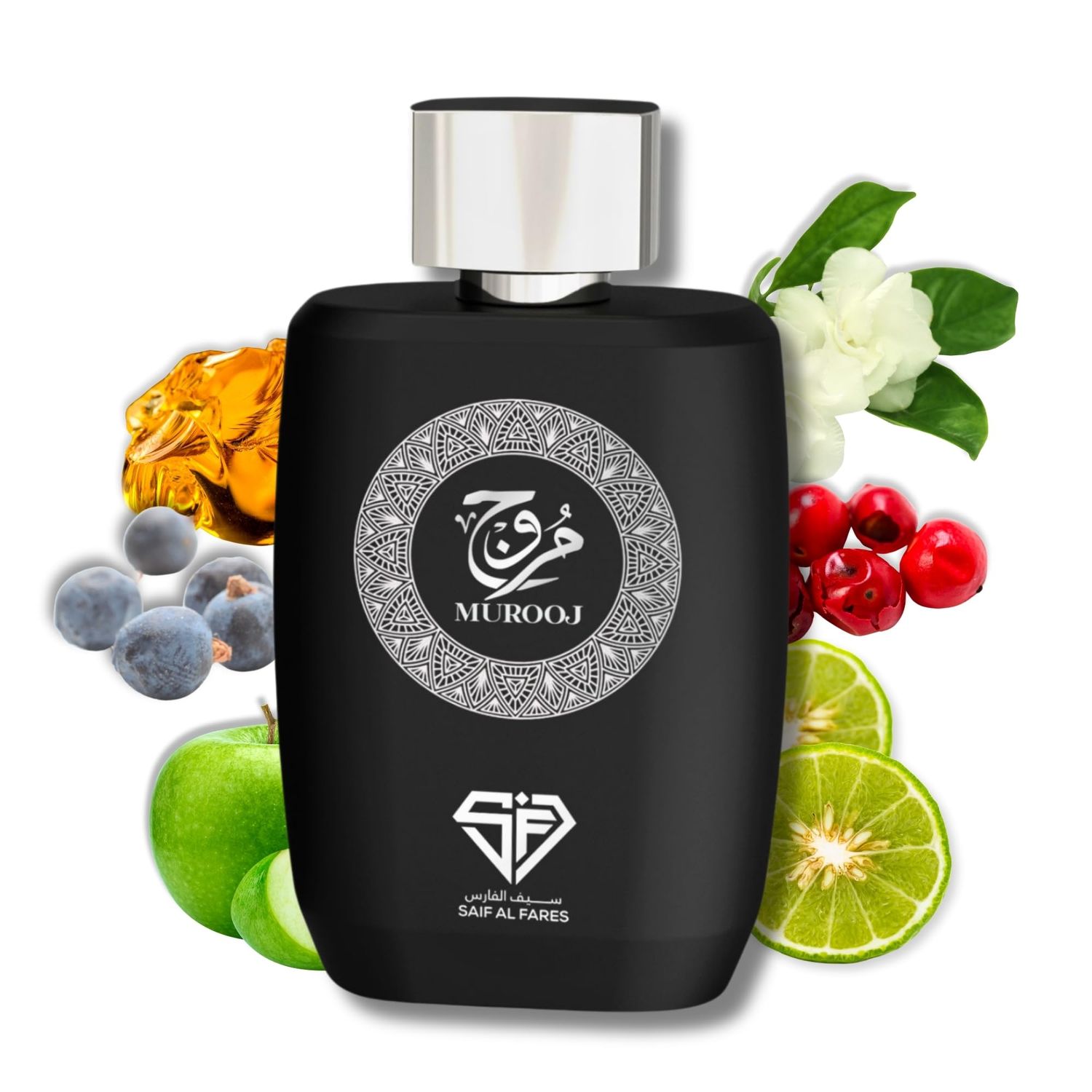 SAIF AL FARES Murooj - Exotic Arabic Perfume for Men | Spicy Fresh Earthy Fragrance | Alcohol Free Perfume from Dubai 3.4 Fl. Oz.