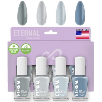 Eternal Gray Nail Polish Set for Women (MINIMALIST) - Light Nail Polish Set for Girls - Lasting &amp; Quick Dry Natural Nail Polish Kit for Home DIY Manicure &amp; Pedicure - Made in USA, 13.5mL (Set of 4)