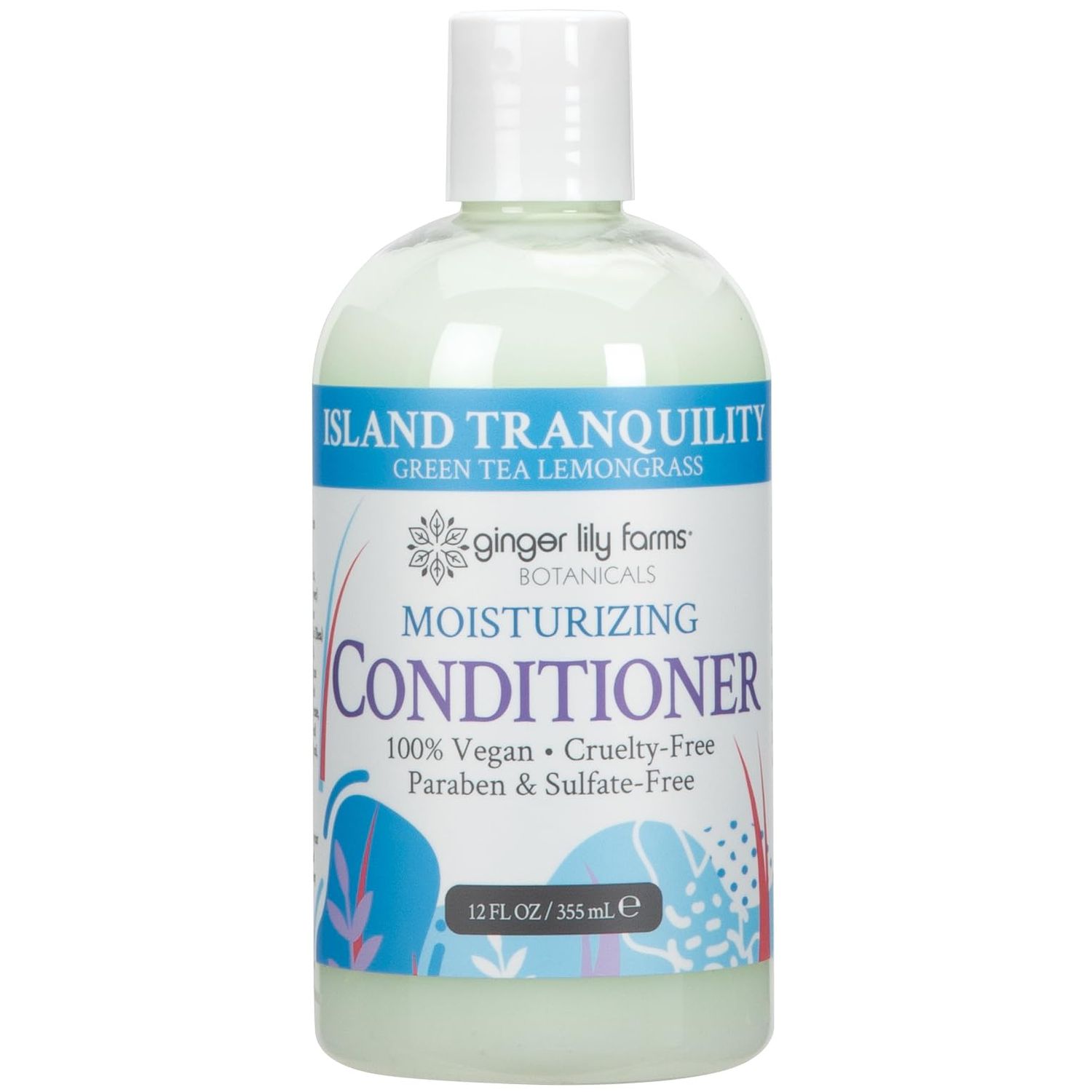 Ginger Lily Farms Botanicals Moisturizing Conditioner for Dry Hair, Island Tranquility, 100 Vegan &amp; Cruelty-Free, Green Tea Lemongrass Scent, 12 Fl Oz
