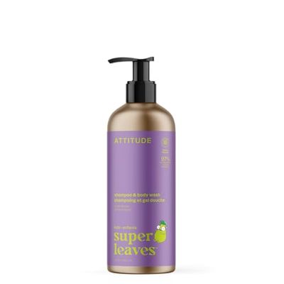 ATTITUDE Shampoo and Body Wash for Kids, EWG Verified Hair and Body Cleanser, Dermatologically Tested Soap, Plant and Mineral Based Bath Products, Vegan, Refillable Bottle, Vanilla and Pear, 16 Fl Oz