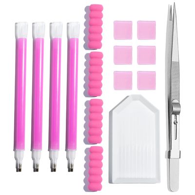 LIGHT RAIN Rhinestone Picker Tool - 4 Pcs Dual-head Ultra-lightweight Pen with 6 clay putty, and Precision Jewelry Tweezers Kit for Pick Up Nail Art Gems, Stone, Crystals