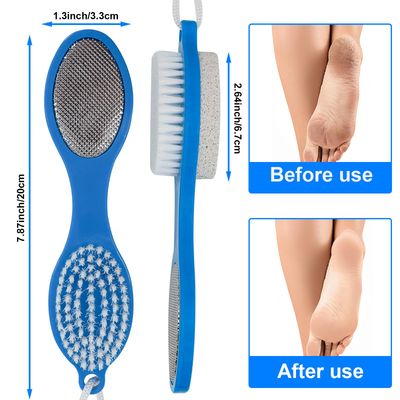 Pumice Stone Brush for Feet 2 Pack Foot Brush Foot Scrubber Foot File Callus Remover 4 in 1 Feet Pedicure Tools for Feet,Pumice Stone, Foot Rasp and Sand Paper