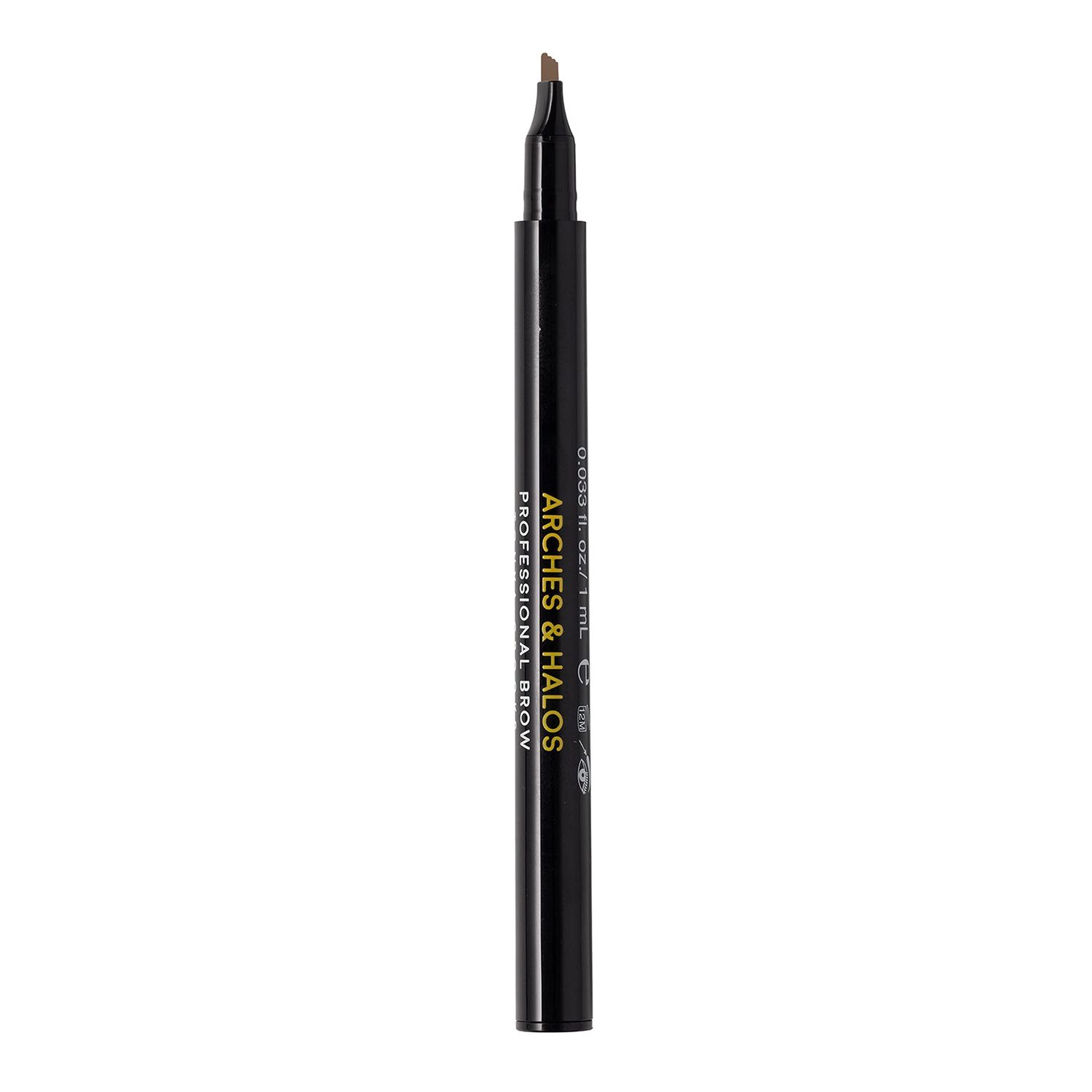 Arches &amp; Halos Microblading Brow Shaping Pen - Fuller, More Defined Brow - Long-lasting, Smudge Resistant, Rich Color - Vegan and Cruelty Free Makeup - Neutral Brown - 0.026 oz