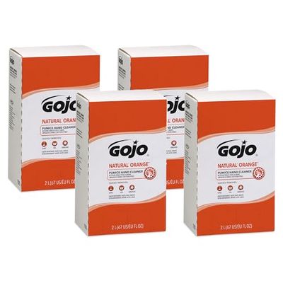 GOJO 7255 NATURAL ORANGE Pumice Hand Cleaner Refill, Citrus Scent, 2000mL, 4/Carton
