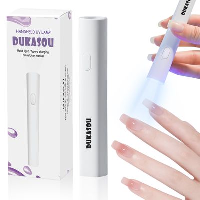 DUKASOU Handheld UV Light for Gel Nails, Portable Mini Nail Light, LED Nail Lamp for Gel Polish, Cordless Rechargeable Nail Dryer with USB for Home DIY Nail Art