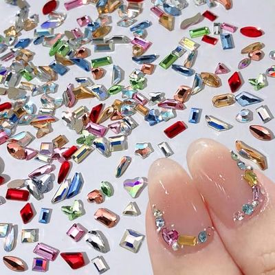 100 Pcs Mini Colorful Nail Gems and Charms - Tiny Flatback Rhinestones for Nail Art Supplies