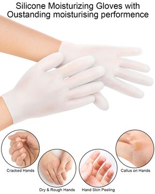 BLATOWN 2 Pairs Silicone Moisturizing Glove Socks Set, Anti Slip Soft Spa Gel Socks Softening Feet Dry Cracked Skin, Women Spa Pedicure Socks for Foot Hand Softening, Foot Care After Pedicure (White)