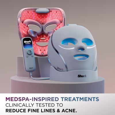Shark CryoGlow LED Face Mask (FSA/HSA Eligible) with Under-Eye Cooling, Anti-Ageing & Blemish Repair, Red & Blue LED, Infrared Light Therapy, USB-C, Remote Control, Storage Bag, Blue Frost, FW312