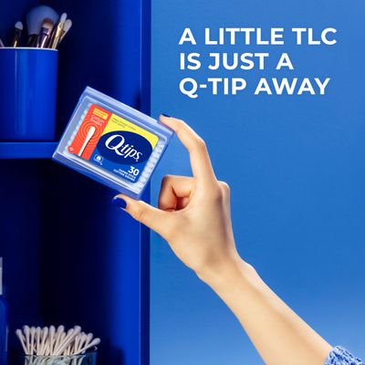 Q-tips Cotton Swabs, Hygiene Shield Travel Size Toiletries, for First Aid, Beauty and Baby, 100 Cotton, 30 Count