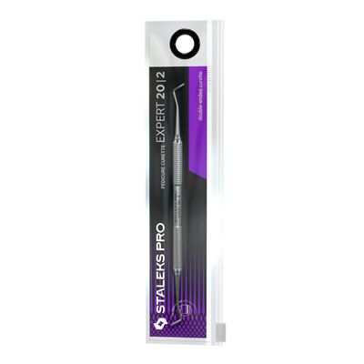 Staleks Pro Pedicure Curette Expert 20 Type 2 - Professional Double-Ended Pedicure Tool Ingrown Nail &amp; Callus Remover Stainless Steel Ergonomic Grip Corrosion Resistant