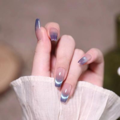 NNIPRAIYE Ombre Press on Nails Medium Length Acrylic Fake Nails Coffin Press ons Artificial Full Cover False Nails Natural Presson on Nail Square Stick on Nails for Women 24 Pcs