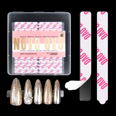 NOVO OVO 360 pcs Easy Tear Double Sided Adhesive Tape for Press on Nails Display, Clear Removable Gel Glue Mounting Sticky Tabs for Nail Art/Packaging/Storage/Practice/Supplies 30 pc x 12 Sheets