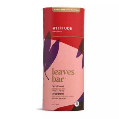 ATTITUDE Natural Deodorant, Aluminum-free, Odor Control &amp; Long Lasting, Nourishing Ingredients, Castor and Jojoba Oils, Baking Soda-free, EWG Verified, For Men and Women, Sandalwood, 3 Oz