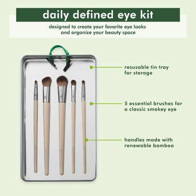 EcoTools Daily Defined Eye Brush Kit, Makeup Brushes For Liquid, Powder, &amp; Cream Eyeshadow &amp; Eyeliner Application, Eco-Friendly Eye Brushes, Synthetic Hair, Cruelty Free, 5 Piece Set