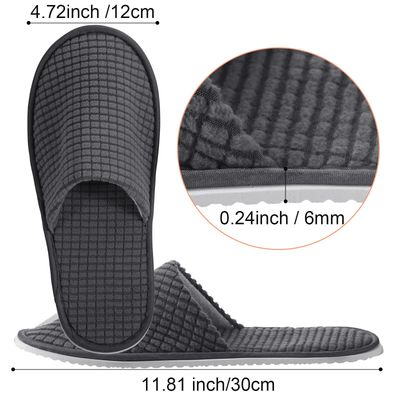 Geyoga 24 Pairs House Slipper for Guest Washable Reusable Soft Non Slip Disposable Slipper for Travel Hotel Spa Wedding Party Shoeless Home Coral Fleece(Dark Color,L)