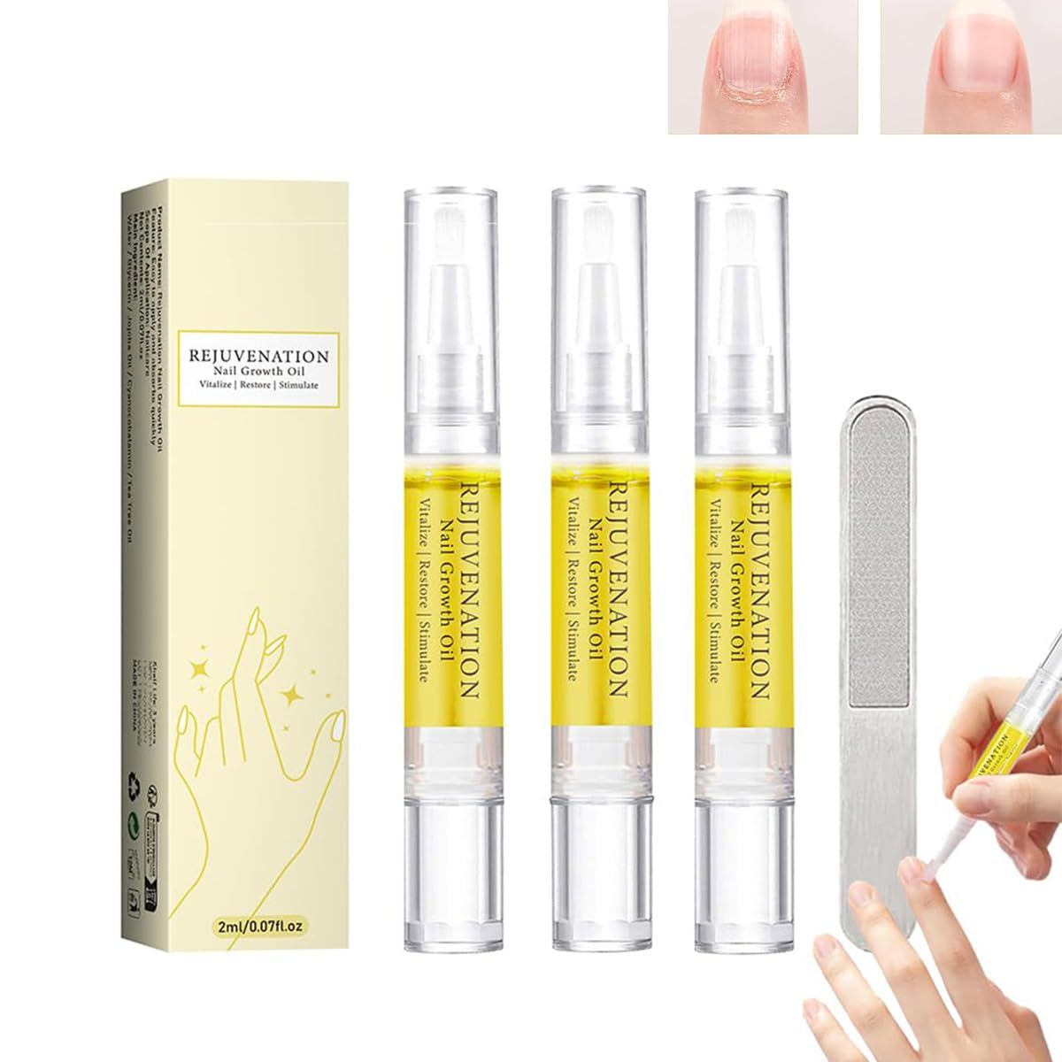 Generic 3-Pack Rejuvenation Nail Growth Oil with Nail File - Nail Oil for Growth, Strength &amp; Repair