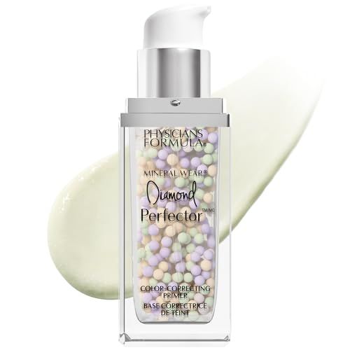 Physicians Formula Mineral Wear Diamond Perfector, 3-in-1 Gel-to-Serum Formula with Diamond Dust Mineral Powder, Corrects, &amp; Brightens, Vegan, Cruelty Free, &amp; Talc-Free - Color Correcting Primer