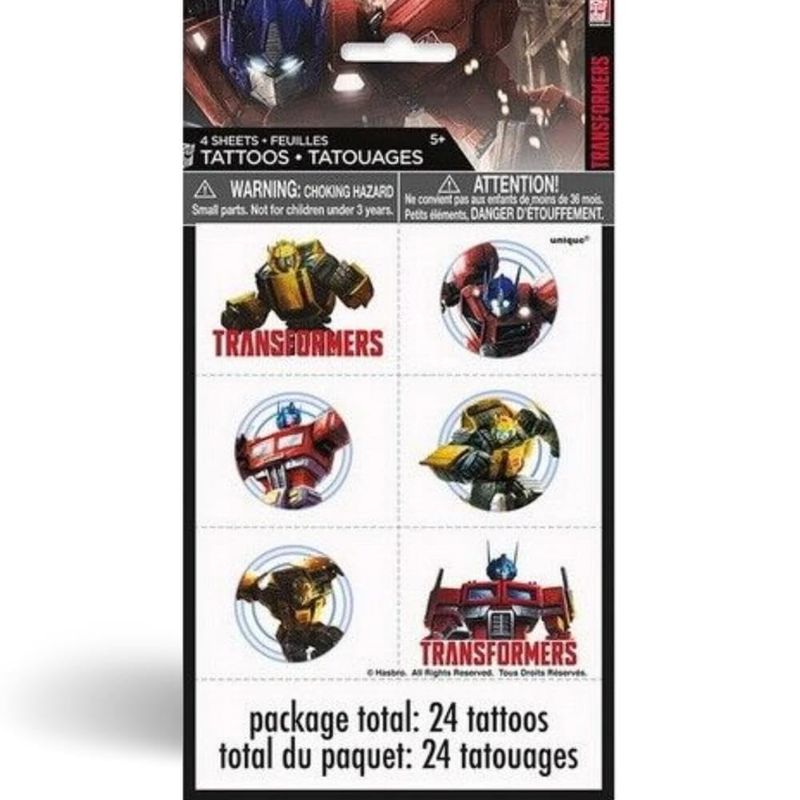 Unique Transformers Temporary Tattoos - Assorted Designs, 24 Pcs