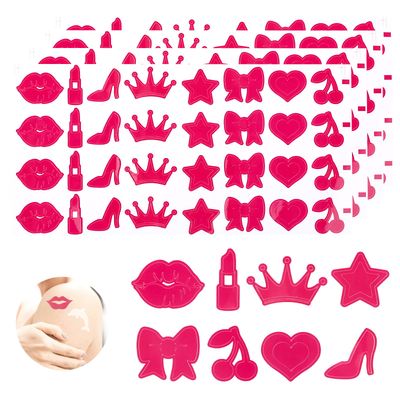 320 Pieces Tanning Stickers, Perforated Self Adhesive Body Stickers for Sunbathing, Pink Summer Beach Outdoor Indoor Salon Party Supplies, 8 Styles
