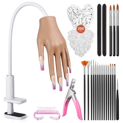 Wilfniee Practice Hand for Acrylic Nails: Nail Tips Wont Fall off From Fake Nail Practice Hand - Flexible Nail Mannequin Hand Practice for Beginners