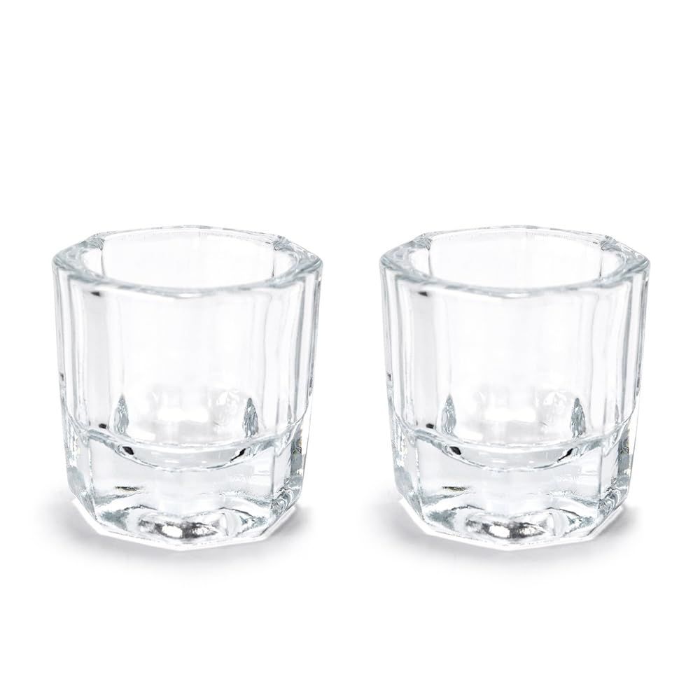 siyuwuro 2Pcs Nail Art Dappen Dish Cups for Acrylic Liquid and Powder Clear Glass Nail Bowl Acrylic Powder Holder Nail Liquid Cup Acrylic Glass Jar Crystal Bowl for Nails