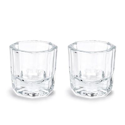 siyuwuro 2Pcs Nail Art Dappen Dish Cups for Acrylic Liquid and Powder Clear Glass Nail Bowl Acrylic Powder Holder Nail Liquid Cup Acrylic Glass Jar Crystal Bowl for Nails