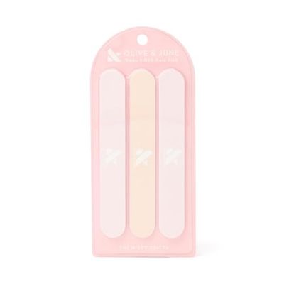 Olive &amp; June Nail File Pack | 3 Dual-Sided Nail Files for Smoothing &amp; Shaping | 2 Salon-Style for Manicures Pedicures | Pro-Quality Nail Tools for At-Home Use | Gentle Dual-Grit Finish