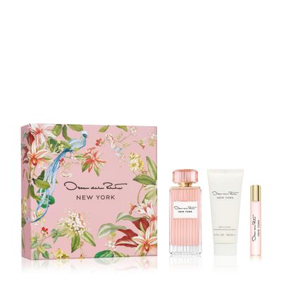 Oscar de la Renta New York Eau de Parfum 3 Piece Gift Set for Women - Perfume Spray 3.4 Fl. Oz, Purse Spray, Travel Spray 0.5 Fl. Oz, and Body Lotion 3.4 Fl. Oz.