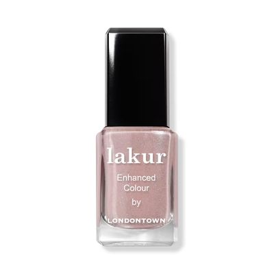 LONDONTOWN lakur Nail Polish - Chip-Resistant, Non-Toxic, Conditions &amp; Hydrates Nails | Shimmery Holographic Neutral Pink, Champagne in Bed, .40 fl oz