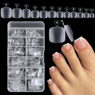 AddFavor 240pcs Toe Nail Tips Matte Soft Gel Toenail Tips Full Cover Square Acrylic Artificial False Fake Toe Nails Tips for Salon and Home Foot Pedicure Manicure