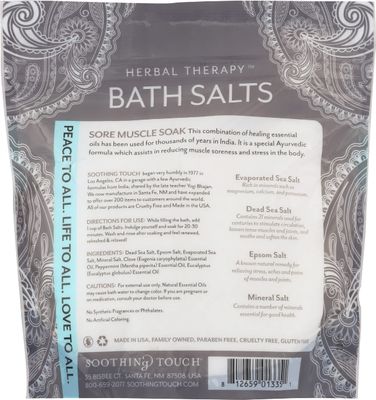 Soothing Touch Tension Relief Sore Muscle Soak Bath Salts Eucalyptus Clove &amp; Peppermint, 32 Oz