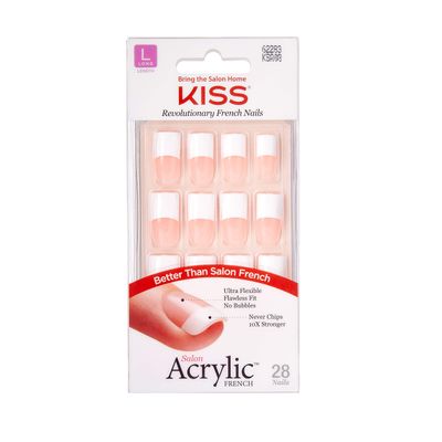Kiss Salon Acrylic French 28 Count Long Length Nude (Pack of 3)