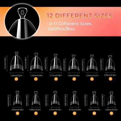 Ranrose Short Almond Nail Tips 240PCS Half Matte Soft Gel Nail Tips 12 Sizes Short Almond Half Cover False Nails with Handles for Press on Nails Extension Art Home &amp; DIY Nail Salon with Box