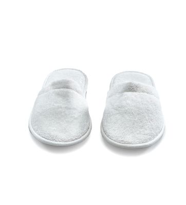 ESKYMODE Mens Cotton Bath Slippers, Terry Cloth Travel Hotel Slippers for Men White