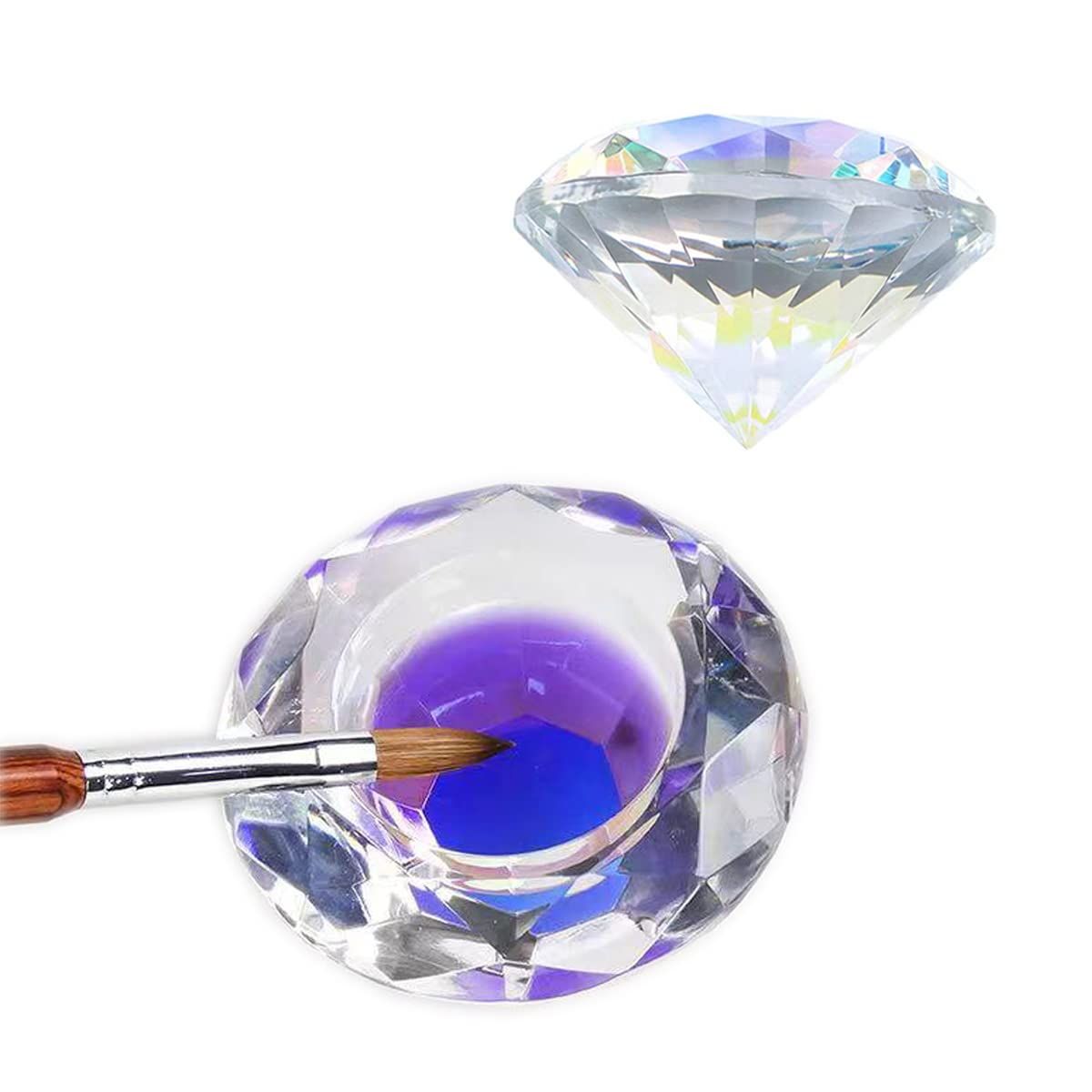 Nail Dappen Dish with Lid, ForSewian Crystal Glass Nail Monomer Dampen Dish Holder for Nail Acrylic Liquid &amp; Powder