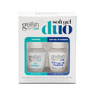 Gelish Soft Gel Duo - Includes Soft Gel Tip Primer &amp; Adhesive for Long-Lasting, Natural-Looking Gel Nails, Easy Application, and Strong Hold (15mL Each)