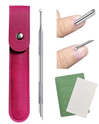 Loop Cuticle Pusher, Pre-treatment Cuticle Pusher, Stainless Steel Round Cuticle Pusher with 100/240 Grit Nail Files and 1p Storage Bags, For Salon &amp; Home Use