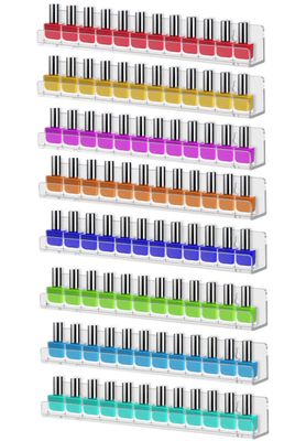 Cerpourt 8 Pack Wall Mounted Shelf,Clear Acrylic Nail Polish Organizer Display, Wall Rack Nail Supplies for Nail Techs