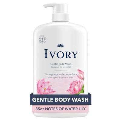 Ivory Gentle Body Wash, Designed for the Whole Family, Free of Dyes Heavy Perfumes Parabens Phthalates &amp; Silicones, Water Lily Scent, 35 oz
