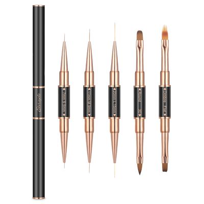 Double-Ended Acrylic Nail Art Brushes Set, Etercycle Gel Polish Nail Art Design Pen Painting Tools Nail Art Liner Brush and Nail Dotting Pen for Acrylic Application Salon at Home DIY Manicure (blac...