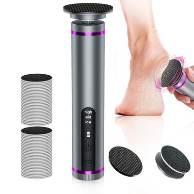Electric Callus Remover for Feet, 3 Speeds Electric Foot Callus Remover with Powerful Brushless Motor, 2600mAh Runs for 7Hours, Washable Nano Glass Head, 60 Pcs Sandpaper Discs, Gift for Women &amp; Men