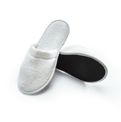 ESKYMODE Mens Cotton Bath Slippers, Terry Cloth Travel Hotel Slippers for Men White