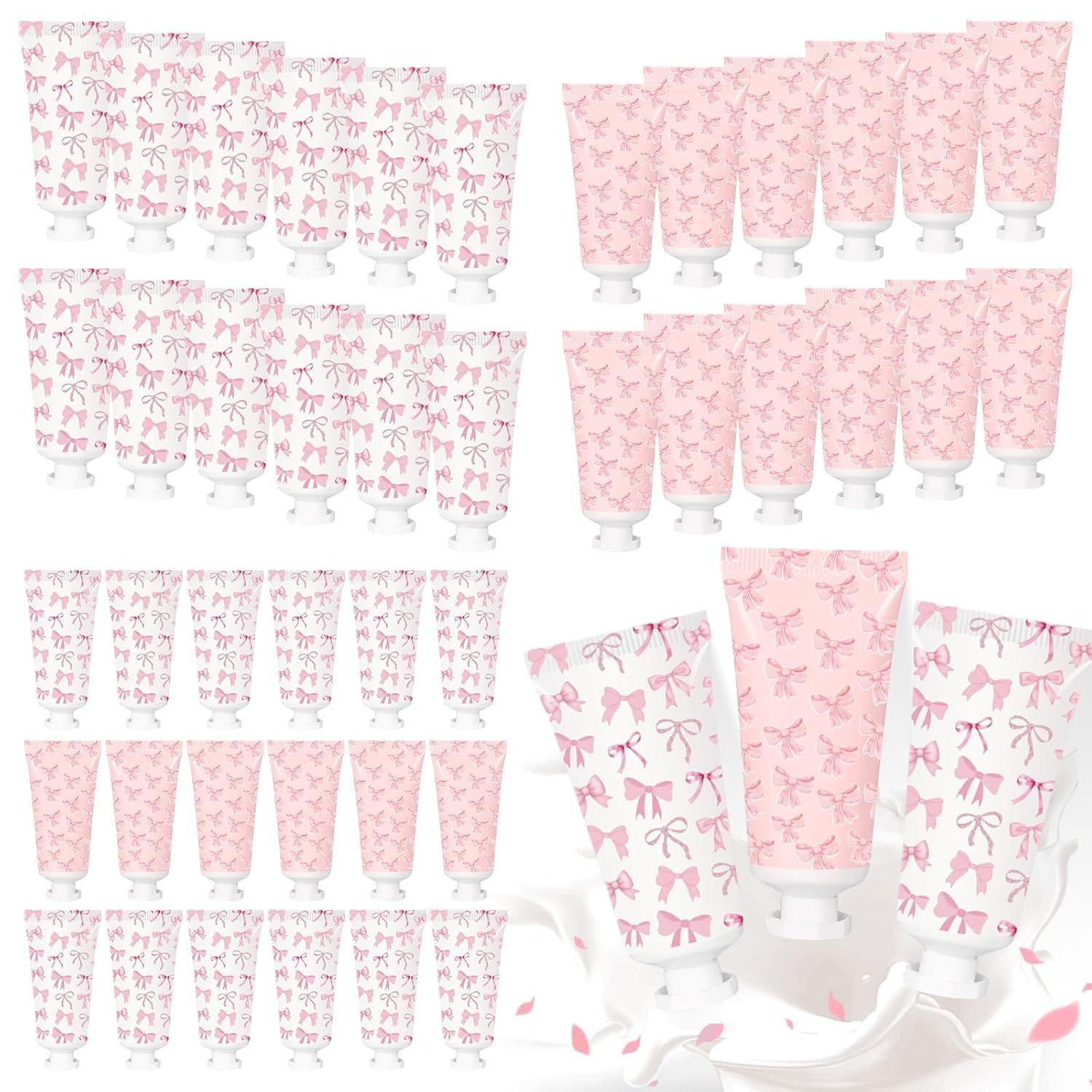 50 Pcs Pink Bow Hand Cream Gifts, Bow Hand Cream Bulk, Bachelorette Figure Hydrating and Soothing Hand Lotion for Wedding Bridal Engagement Baby Shower Stuffers Party Guest Favors