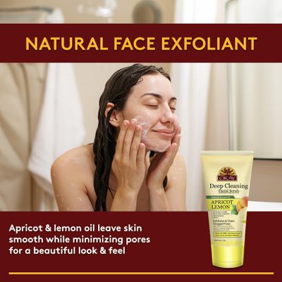 OKAY Oil Control Facial Scrub Exfoliator - Exfoliating Face Wash, Face Scrub for Women and Men, Moisturizing and Brightening, Leaves Skin Smooth and Clean, Paraben Free - Apricot Lemon, 6 oz (1 Pack)